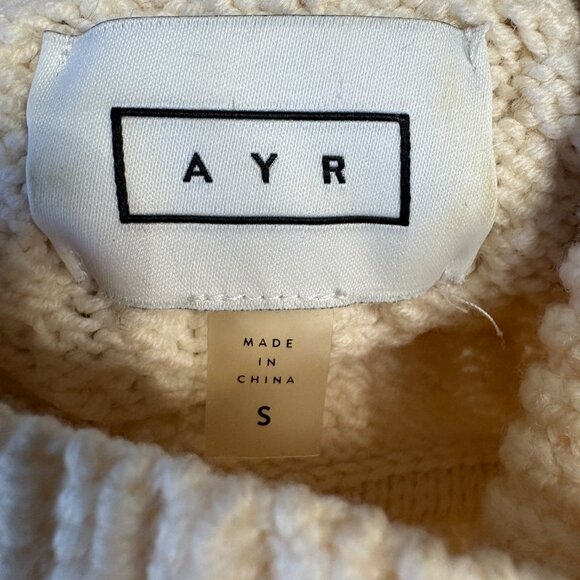 Ayr Le Square oversized Merino Wool sweater ivory snow size S small cable knit - Picture 8 of 12